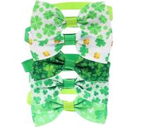 YARNOW 5pcs St Patrick’s Day Pet Collars Bow Tie Set with Shamrock Design, Adjustable Holiday Dog and Cat Bow Collars for Festival Dress-up, Sizes 2-7, Green Clover Pet Accessories