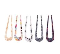 YARNOW 5pcs U-shaped Hair Forks Clips Made from Acetate Sheet for Decorating Hairstyles and Beautifying Appearance, Simple Elegant Design Suitable for Party and Travel Use Random Color