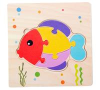 YARNOW 5pcs Wooden Cartoon Animal Puzzle Dimensional Jigsaw with Bee Frog Goldfish Fish Elephant Enhances Imagination and Coordination Portable Easy to Carry
