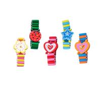 YARNOW 5pcs Wooden Cartoon Watches for Decorative Simulated Teaching Bracelet Random Styles Safe Smooth Surface Birthday Random Color