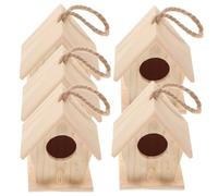 YARNOW 5pcs Wooden Mini Bird House Ornaments Rope Hanging Imitation Bird Nest Decorative Props for Garden Outdoor Yard for Hanging Decor Random Color