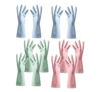 YARNOW 6 Pairs Reusable Washing Gloves with Anti-slip Grip for Kitchen Dishwashing Laundry and Household Cleaning Thin PVC Protection Mittens in Blue Green and Pink