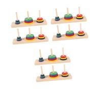 YARNOW 6 Pcs Wooden Hanoi Tower Puzzle Game Colorful Intellectual for Adults and Over Smooth Surface Safe Brain Teasers for Creative Thinking and Relaxation at Home Party