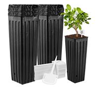 YARNOW 60 Pcs Deep Plant Pots, 29.5cm Tall Seedling Pots with 60 Labels for Nursery Tree Planting, Indoor Outdoor Plastic Garden Planter for Flower Fruit Sapling, Drainage Holes