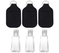 YARNOW 6pcs 30ml Perfume Bottle Cover Set Portable Refillable Neoprene Protective Case, Including 3 Bottles and 3 Black Covers, for Travel Toiletries and Cosmetic Storage