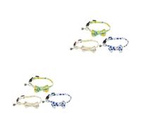YARNOW 6pcs Cat Collar Cute Fruit Pattern and Bow Tie Design Canvas Pet Neck Chain Bell Suitable for Cats and Dogs Blueberry Lemon Mixed Fruits