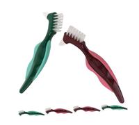 YARNOW 6pcs Denture Toothbrush with Dual-Head Design for Seniors Stiff Bristles for False Teeth Cleaning Non-Slip Handle for Secure Grip Gum Massaging Brush for Enhanced Oral Care