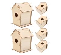 YARNOW 6pcs DIY Wooden Bird House Kit for Unfinished Outdoor Birdhouses to Paint Fun Arts Crafts Activity for Boys Enhance Creativity Environmental Awareness
