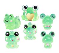 YARNOW 6Pcs Glow in the Dark Mini Resin Frog Statues for Home and Office Table Decor, Small Luminous Frog Figurines Micro Sculptures for Room Decoration