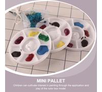 YARNOW 6pcs Mini Pallet Model DIY Paint Box Set, Tabletop Mini Decorative Scene Prop for Crafting and Home Display