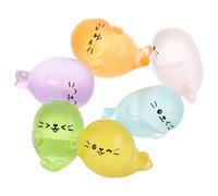 YARNOW 6pcs Miniature Resin Seal Figurines Set, Pocket-sized Tiny Seal Cubs in 6 Colors, Glow-in-the-dark Fairy Garden Décor for Terrariums and Micro Landscape Accessories