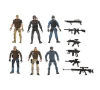 YARNOW 6pcs Movable Action Figures, Special Forces Army Men Soldiers Toy Playset for Kids Boys, Articulated Military War Figures with Gear Accessories, Realistic Combat Models