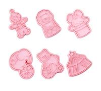 YARNOW 6pcs Plastic Cookie Cutters Set with Circus 3D Cartoon Designs, Easy to Use and Demould, Small Size for DIY and Professional Cake Shop Baking