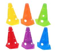 YARNOW 6pcs Plastic Sports Practice Cones for Soccer Training with 23cm Height, Assorted Colours, Easy Setup and Impact Resistant for Indoor Use and Basketball Drills, Suitable for Teams