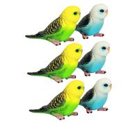 YARNOW 6pcs Realistic Parrot Figurine Simulation Bird for Safe Lightweight Parakeet Model Detailed Garden Ornaments Green Blue