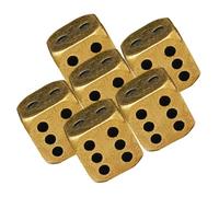 YARNOW 6Pcs Vintage Solid Brass Dice Set with Rounded Corners, Metal 6-Sided Game Dice for Board Gaming, Role Playing, and Math Teaching Accessories