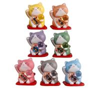 YARNOW 7pcs Mini PVC Lucky Cat Figurines Micro-landscape Decoration for Desktop Car Garden Dollhouse with Cartoon Style Fortune Cat Collection