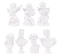 YARNOW 7pcs White Resin Sculpture Set for Desktop Decoration, Stylish and Creative Household Ornament Delicate Surface Treatment, for Bookshelf and Victorian Home Decor