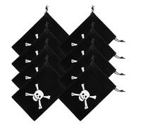 YARNOW 8pcs Black Cloth Drawstring Gift Bags with Skull Pattern, Sturdy and Easy to Open, for Pirate Theme Parties and Birthday Party Decorations