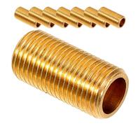 YARNOW 8pcs M10 Copper Threaded Rods for Lighting Applications, Full Thread Hollowed Lamp Rod Couplings, Standard Size Brass Lamp Parts for Repair and Assembly