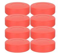 YARNOW 8Pcs Matte Red PVC Floor Hockey Balls for Indoor Training, Lightweight Hockey Pucks Bulk Set for Sports Practice and Team Games