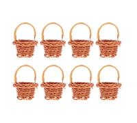 YARNOW 8Pcs Mini Rattan Woven Handled Baskets Small Dollhouse Accessories Bulk Tiny Ornament Flower Basket Set for Nursery and Home Décor