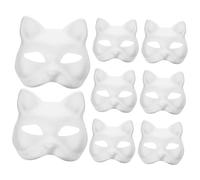 YARNOW 8pcs Paintable Cat Face Masks DIY Blank Pulp Party Accessories for Men Women Fits All Easy to Color for Cosplay Performance Storytelling Ceremonies