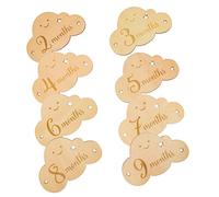 YARNOW 8pcs Wooden Baby Growth Cards Photo Prop for Newborn Record with Khaki Shape Pattern for Newborn Shower and Baby Month Signs