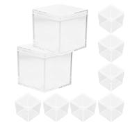YARNOW 9pcs Mini Square Candy Storage Boxes Made of Sturdy Ps Material, Neat and Beautiful Appearance with Design to See Contents Clearly, for Wrapping Small and Organising Crafts
