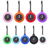 YARNOW 9pcs Portable Mini Compass with Carabiner Keychain, Waterproof Compact Outdoor Navigation Tool for Backpacking and Survival, Lightweight Silicone and Zinc Alloy Design