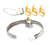 YARNOW Adjustable Metal Guitar Finger Picks Set with Golden Finger Protection and Bracelet for Guitar Learners and Lovers Improving Practice Environment