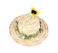 YARNOW Adorable Cat Sun Block Woven Hat Creative Photo Prop with Sunflower Soft and Comfortable Straw Cap for Daily Wear and Parties