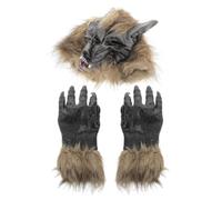 YARNOW Adult Werewolf Wolf Mask & Claw Gloves Set Halloween Cosplay Accessory