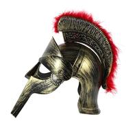 YARNOW Ancient Rome Warrior Helmet with Red Plume, Decorative Soldier Hat for Men’s Cosplay and Costume Parties, Middle Ages Knight Headgear for Festival and Halloween