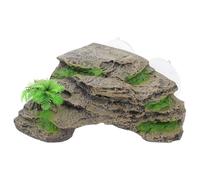 YARNOW Aquarium Decorative Turtle Platform Reptiles Lying Terrace Resin Climbing Step with Natural Cave Design for Fish Tank Habitat and Turtle Basking
