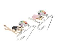 YARNOW Artists Brooches Lapel Pin with Paintbrushes 2 Pcs Alloy Lightweight Pins for Everyday Artistic Wear 2.48X1.97X0.20 Inches