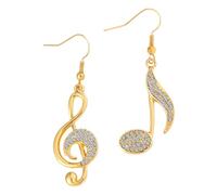 YARNOW Asymmetric Music Note Earrings for Women Rhinestone Inlay Dangle Music Jewelry Sparkling Earrings Crystal Accent