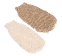 YARNOW Bath Gloves Natural Ramee Material Sturdy 2pcs Exfoliating Brown Jute for Body Scrub and Dead Skin Removal with Point Texture, for Shower and Spa Use