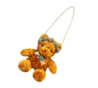 YARNOW Bear Shaped Plush with Smooth Zipper Design Crossbody Bag Brown Single-shoulder Bag for Walking and Going