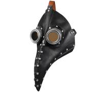 YARNOW Bird Beak Mask, Black PU Leather Steampunk Plague Doctor Mask with Silver Studs, Ideal for Halloween Parties and Cosplay, Comfortable Fit for Adults