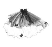 YARNOW Black Mesh Bride Veil with Butterfly Shape for Day the Dead and Halloween, Lightweight Reusable Gothic Veil for Bachelorette Parties and Halloween Cosplay