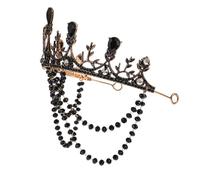 YARNOW Black Metal Rhinestone Hairband Delicate Gothic Wedding Headpiece for Women Unique Lolita Princess for Bridal Photos and Special Occasions