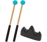 YARNOW Blue Drum Mallets Set with Holder - Wooden Musical Instrument Sticks for Tongue Drum and Xylophone, Reusable Percussion Mallets for Beginners and Practice