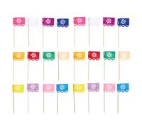 YARNOW Cake Flag Toppers Synthesis Material and Assorted Colours 24pcs Day of The Dead for for Photo Prop and Day of The Party Table Decorations