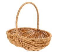 YARNOW Carrying a Picnic Basket Bowls Rattan Basket with Handle Food Market Picnic Bushel Harvesting Trug Vegetables Trug Plant Foldable Shopping Cart Bowl Plastic Rattan Khaki re-usable