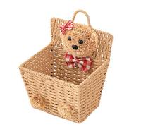 YARNOW Cartoon Bear Willow Wicker Storage Basket with Open and Hanging Design Multifunctional Woven Wicker Storage Container for Room
