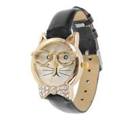 YARNOW Cartoon Cat Face Wristwatch for Women Adjustable Breathable Strap Leisure Girl Watch Charming Animal Design Quartz Timepiece