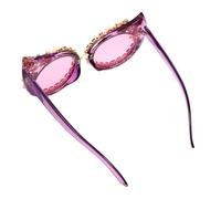 YARNOW Cat Eye Sunglasses for Women Large Frame with Purple Gradient Lenses, Rhinestone Embellished UV Protection Eyewear for Vintage and Retro Style