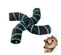 YARNOW Cat Tunnel Toys Foldable Curved Interactive Kitten Tube Toy 4 Entry Ways for Indoor Pets