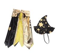 YARNOW Cat Wizard Costume Black Star Cloak and Hat for Halloween Pets Soft Comfortable Magical Cloak for Cats and Small Animals Cosplay Party Outfit